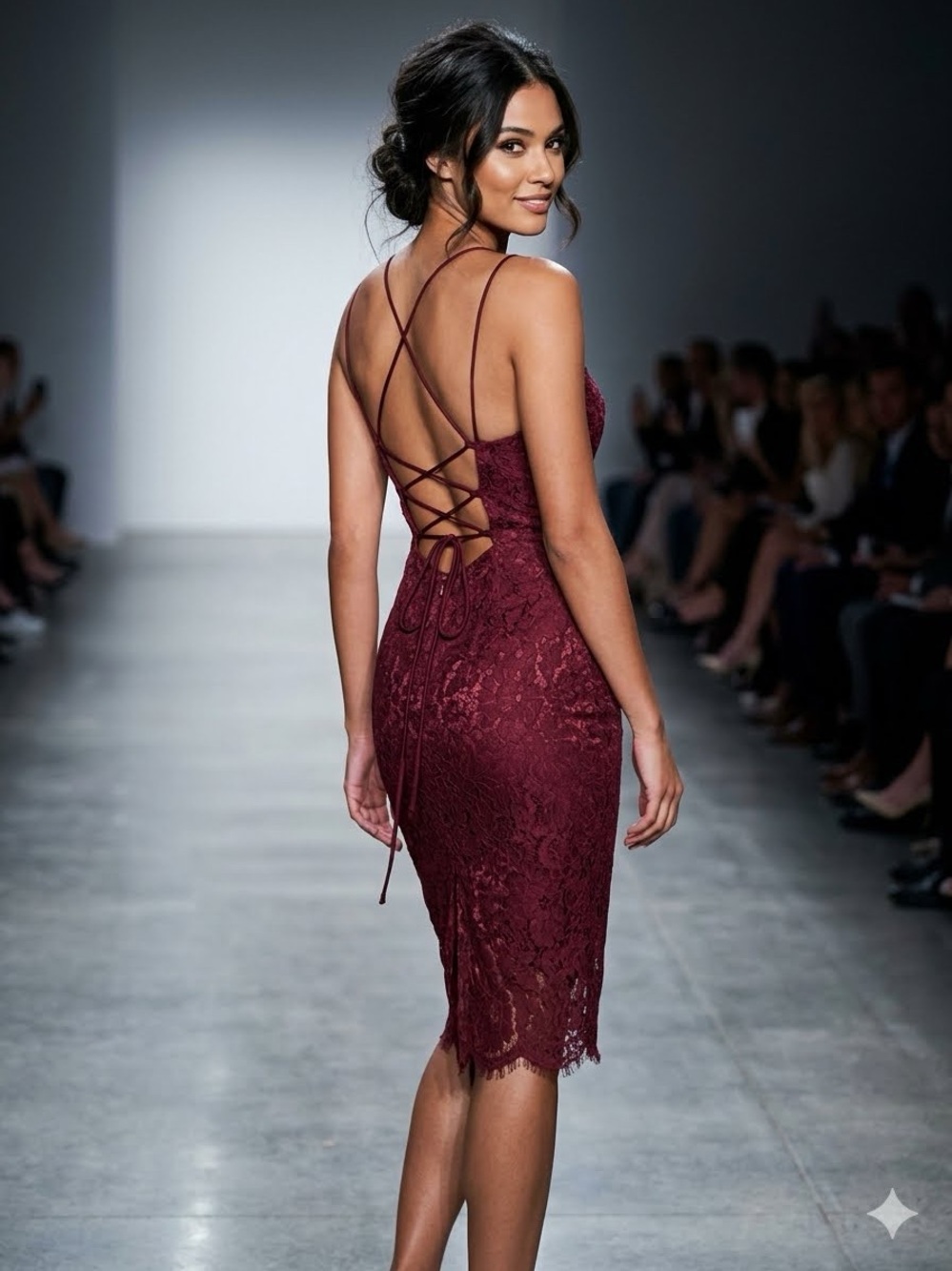 *like new* Blue Blush - Burgundy Lace High-low Corset Back Sleevless Dress
